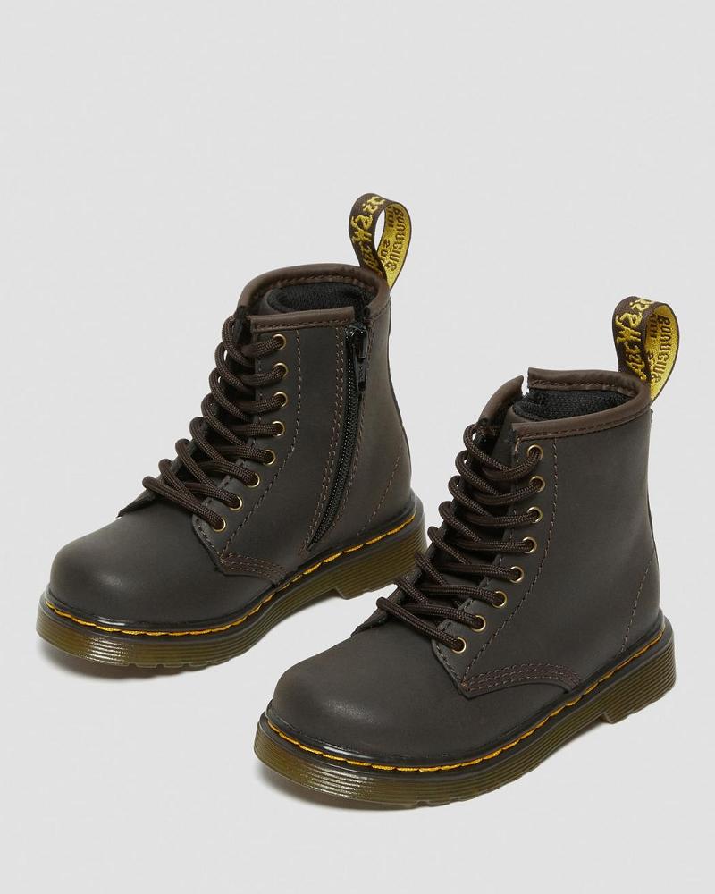 Dr Martens Toddler 1460 Wildhorse Læder Snørestøvler Børn Mørkebrune | DK 706OKI